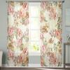 Vintage Floral Abstract Overlay Foliage Voile Sheer Curtains Living Room Window Tulle Curtain Kitchen Bedroom Drapes Home Decor