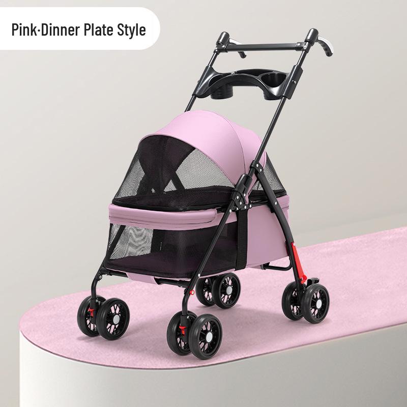 Lightweight Foldable Pet Stroller for Small Dogs & Cats - Outdoor Travel Cart
