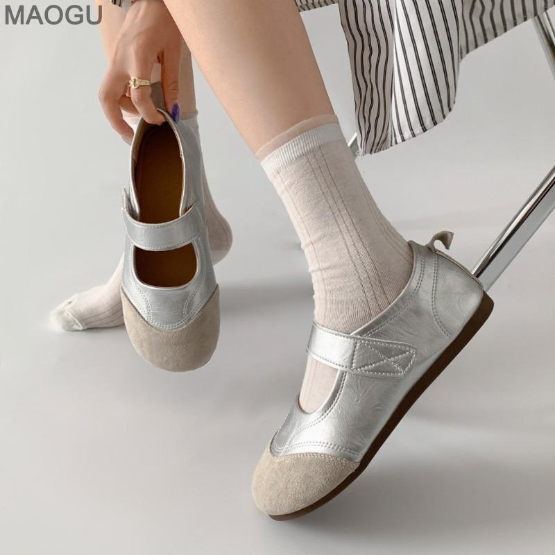French Fashion Mary Jane Flats for Women Lightweight Soft Sole Round Toe Slip on Ballet Shoes Comfortable Casual Loafers Size 35