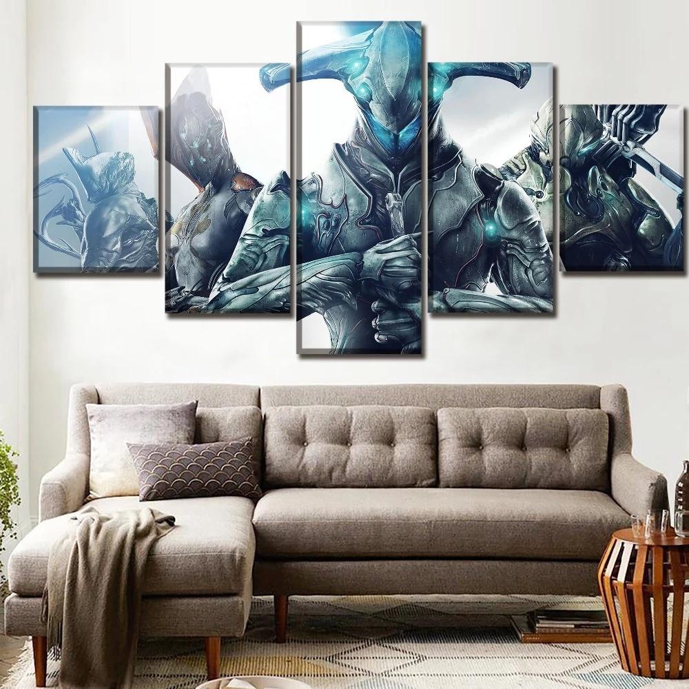 5 Panels Canvas Wall Arts Game Poster Painting War-frame Warrior Picture Print Living Room Modular Home Decoration Mural Artwork