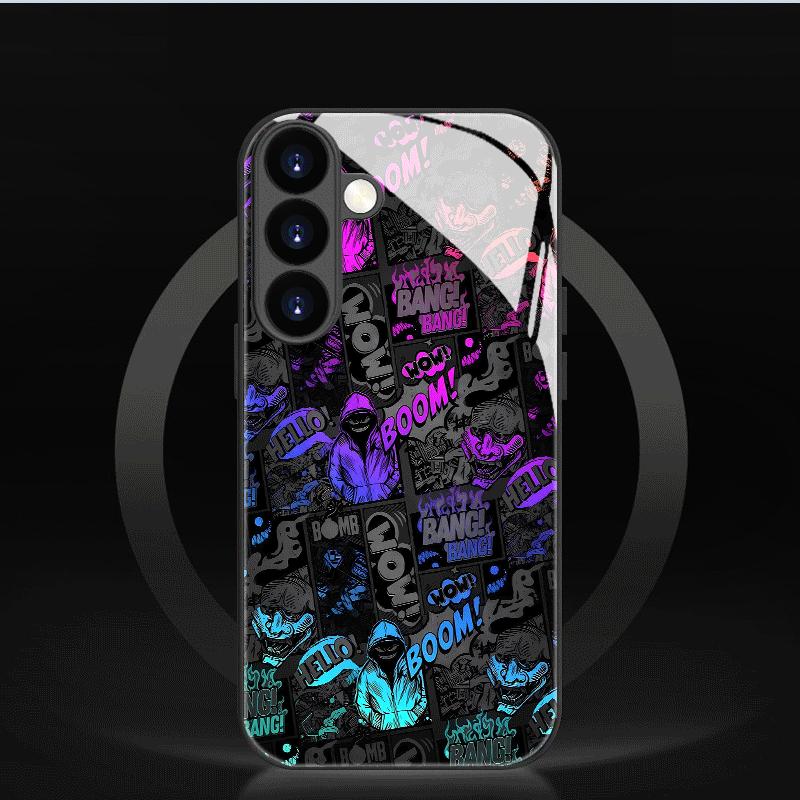 Electroplated Glass Phone Case Suitable for Samsung Galaxy S26 S25 S24 S23 S22 S20S11S10FE Ultra Plus Anti Drop Graffiti Pattern