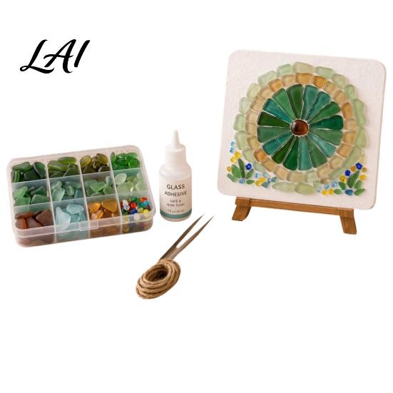 Thoughtful Holiday Gift Sets DIY Mosaic Art Kit Fantasy Circular Door Tile Craft Indoor Crafting Projects Sea Glass Kit for Adults Beginners