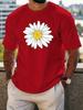 Daisy Flower Print Unisexs Crew Neck T Shirt Simple White Floral Nature Graphic Short Sleeve Casual Cotton Trendy Street Tees
