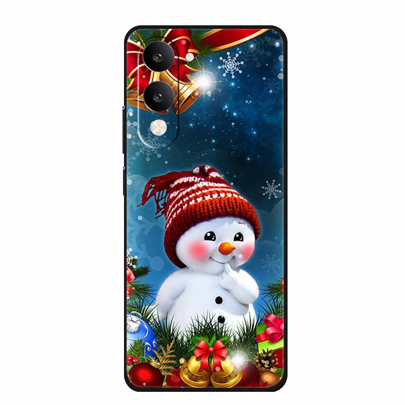

Winter Christmas Snowman Phone Case For Vivo Y04S Y37C 4G Shockproof Soft Silicone TPU Cover For Vivo Y04 2025 Black Edge Fundas Vivo Y37C 4G