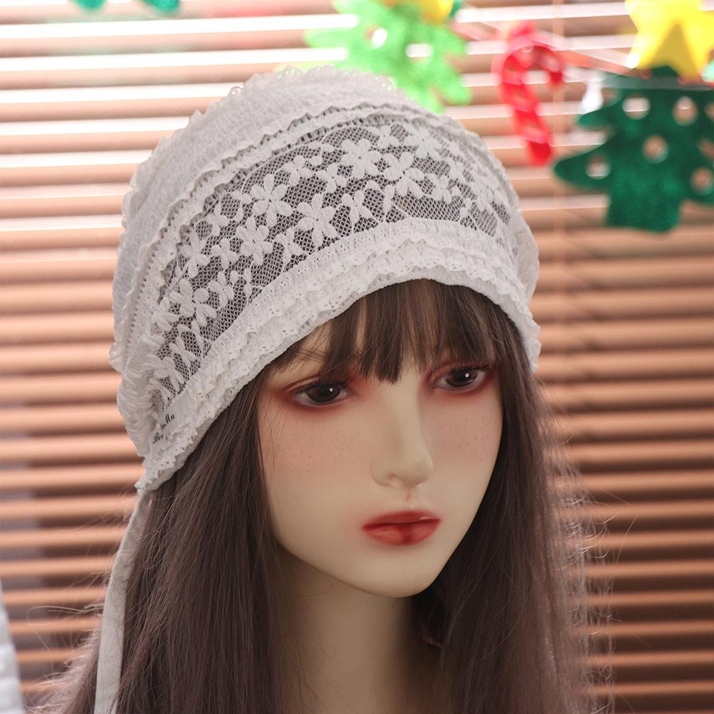 Y2k Geborduurd Kanten Hoed Uitgesneden Bloemenmuts Casual Beanies Hoed Meisjes