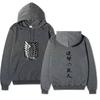 Attack On Titan Wings Of Freedom Hoodie Unisex Fleece Sweatshirt Front Logo Back Japanese Text Print Autumn Winter Pullover