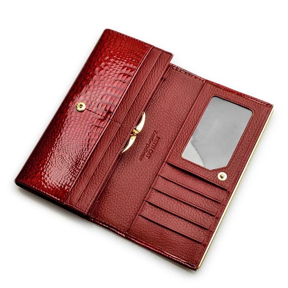 Women's Luxury Genuine Leather Wallet Long Lacquer Crocodile Pattern Clutch Coin Purse High Quality Fashion Luxury Wallet Card Holder