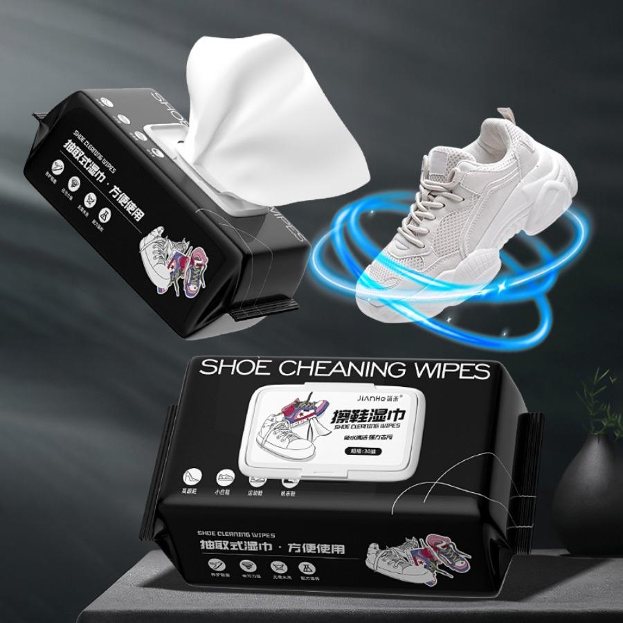 12/30/80/64 szt./worek Mokre chusteczki do czyszczenia butów Nabłyszczające Usuwanie plam Bez wody do mycia Nie pozostawiają śladów Sportowe / Skórzane Buty zimowe Białe Chusteczki do pielęgnacji butów