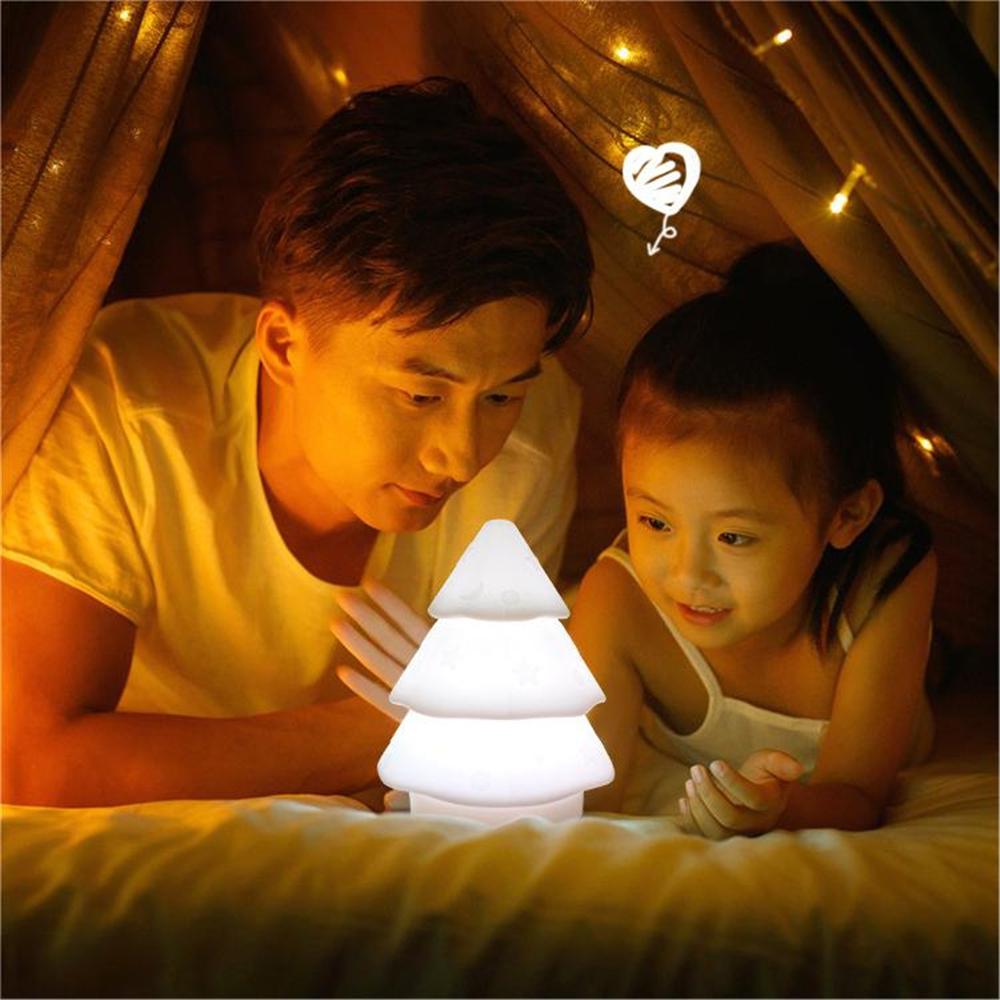 Christmas Tree Silicone Night Light Bedroom USB Atmosphere Night Lamp Living Room Desktop Decoration Creative Cartoon Table Lamp