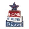 Wooden Independence Day Sign Hanging Decor, Vintage American Flag Patriotic Wall Plaque with God Bless America for 4th of July Party, Farmhouse