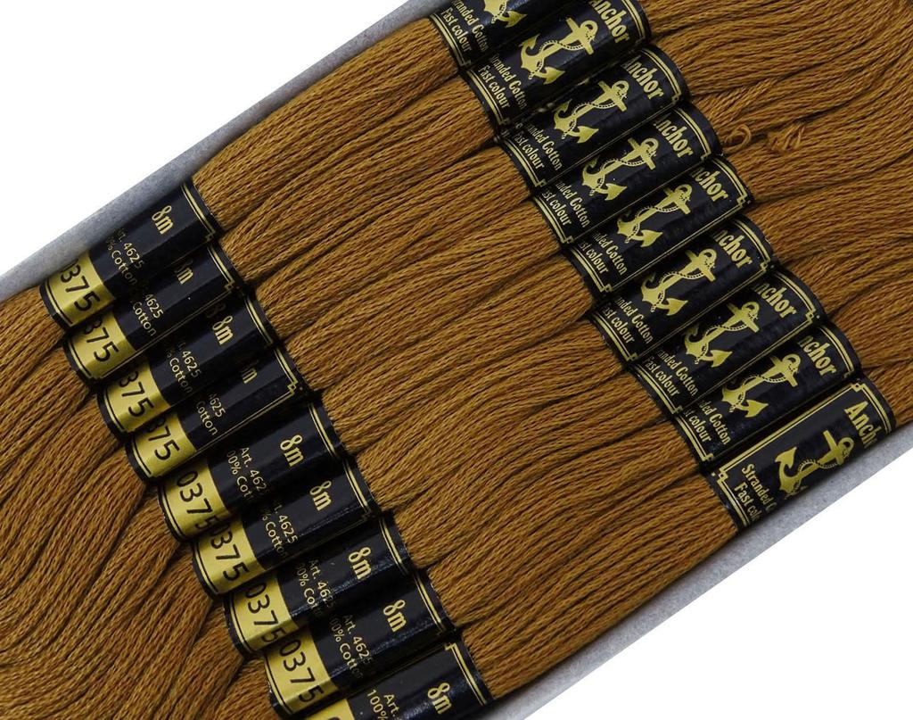 IBA Indianbeautifulart Stranded Cotton Thread Floss Cross Stitch Hand Embroidery Pack of 25 Stränge-Golden