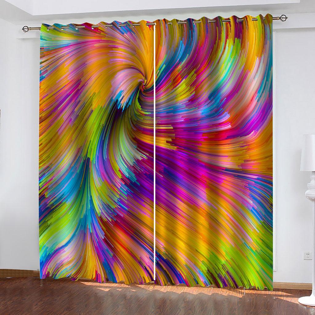 HUANZHUANG Curtain for Kids Room Multicoloured and Gorgeous Print Bedroom Set, Curtains for Living Room Window Treatment Drapes