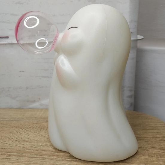 Halloween Ghost Figurine Pink Bubble Gum Ghost Statue Resin Tabletop Ornament for Home Office Shelf Tiered Tray Decor