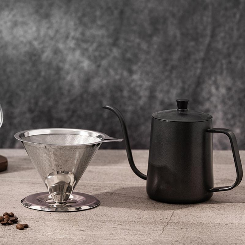 Stainless Steel Pour Over Coffee Filter Ultra Fine Mesh Space Saving Reusable Dripper for Office Staff Coffee Making