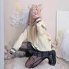 Süße japanische Katzen-Netzstrümpfe – Lolita-Stil, Frühling/Sommer, schwarzes Hohldesign, JK Hot Girl Strumpfhose