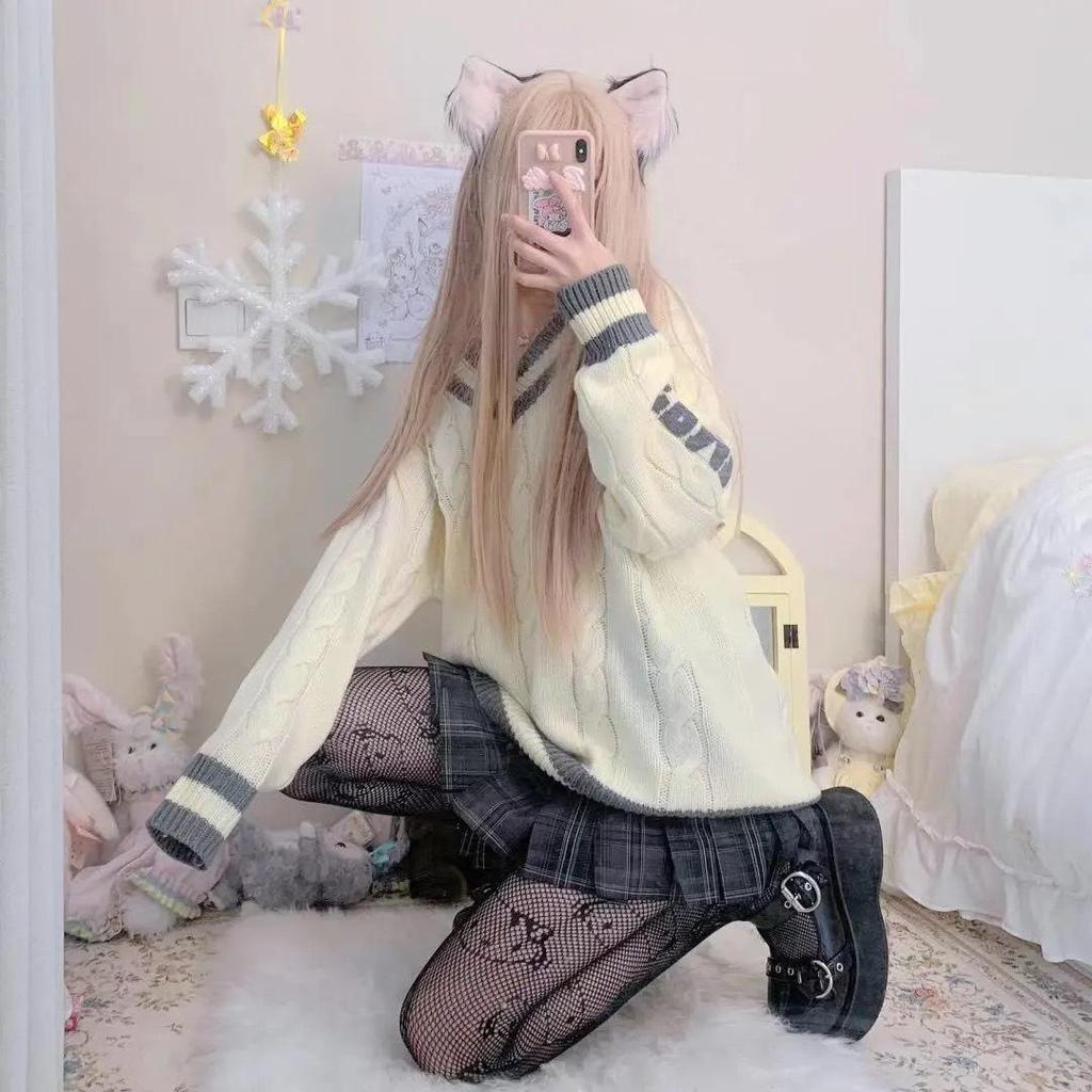 Süße japanische Katzen-Netzstrümpfe – Lolita-Stil, Frühling/Sommer, schwarzes Hohldesign, JK Hot Girl Strumpfhose