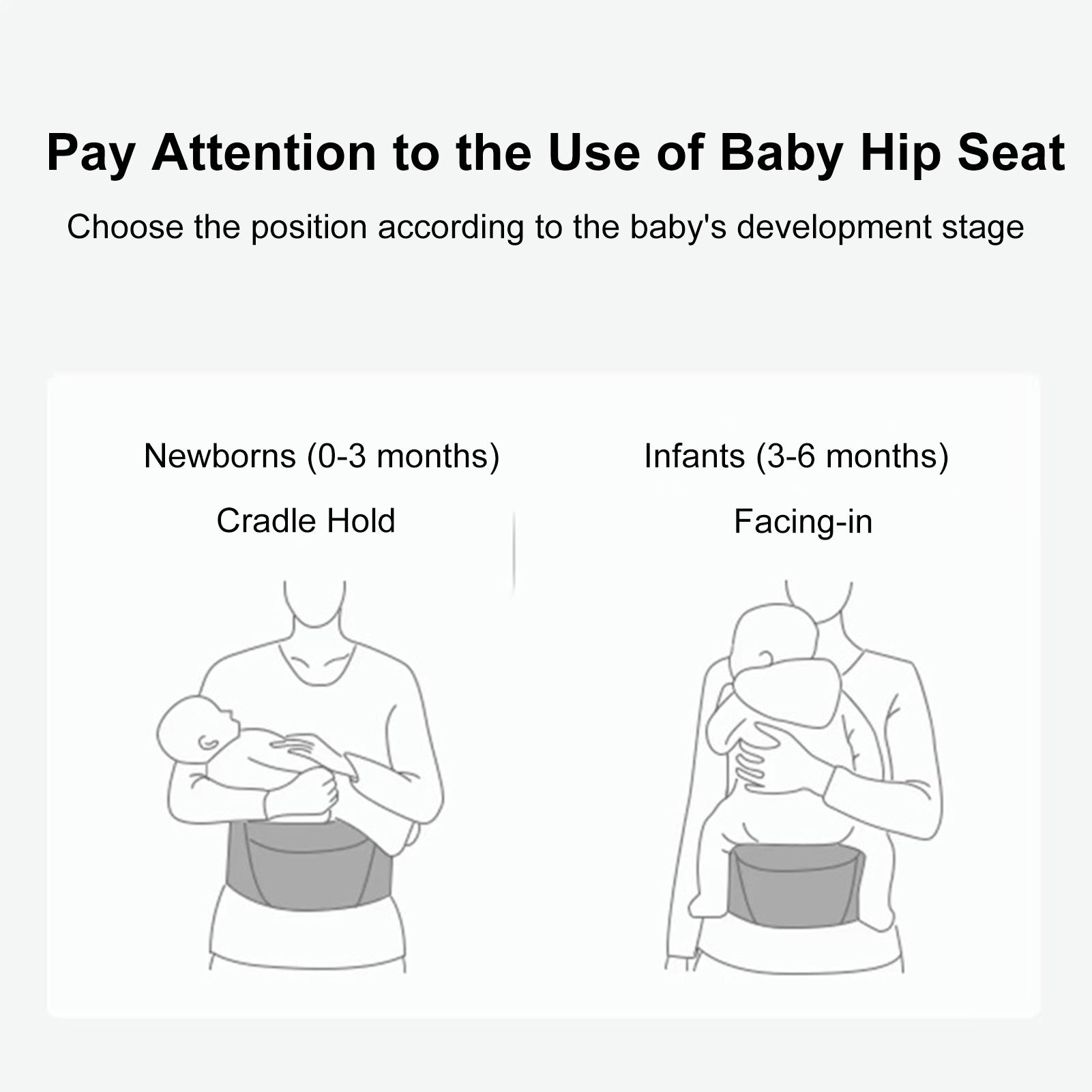 

Детский слинг-сиденье на бедре, Эргономичное детское сиденье на бедре, Регулируемый поясной ремень, Карман на молнии для необходимых вещей, для 0 36 месяцев чёрный