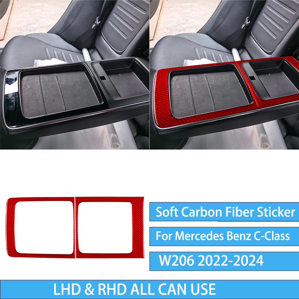 For Mercedes Benz C-Class W206 -2024 Auto Door Trim Seat Adjustment Red Carbon Fiber Decorative Car Accessory Sticker