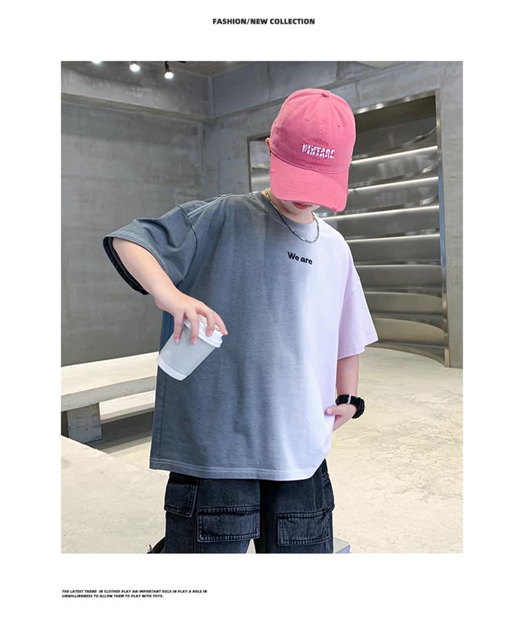 Boys' handsome short sleeved T-shirt 2026 new style big children's summer clothes half sleeved summer top boys' T-shirt trendy T