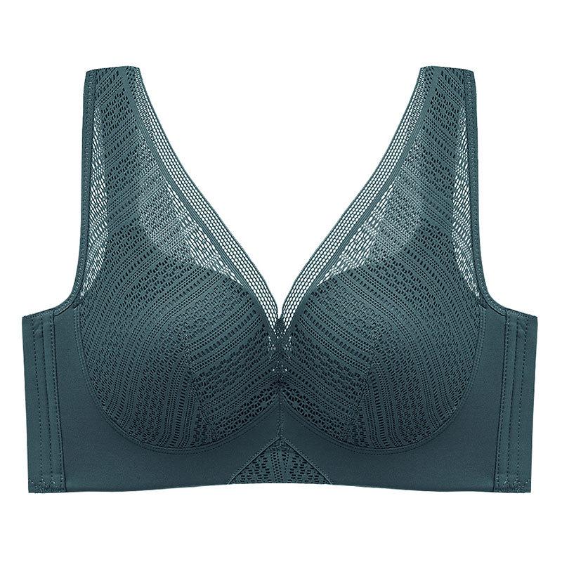 Large Size Full-cup Non-steel Ring Underwear Female Large Breasts Show Small Thin Thin Section Gathered Anti-sagging Bra To Collect Vice Breasts Bra