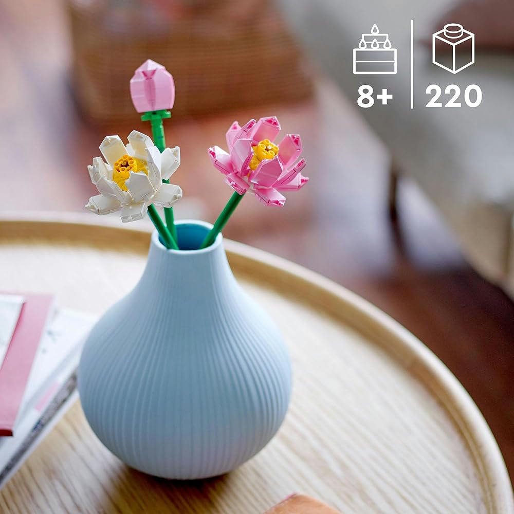 LEGO Botanical Lotus Flower Building Set 8-10 Years Decorative Toy for Kids