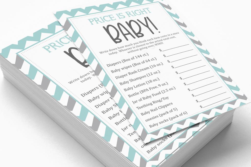 Inkdotpot 50 Sheet Ita    s A Boy Ita    s A Girl If The Price Is Right Baby Shower Game Chevron Gender Reveal Party