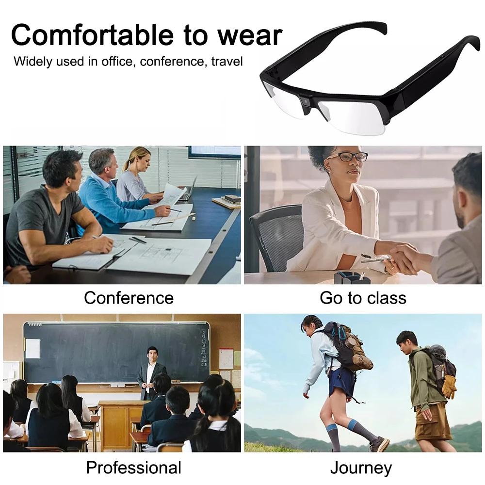 1080P HD Camera Glasses Cycling Glasses Wearable Sports Surveillance Camcorder 120° Wide Angle Outdoor Cycling Sports DVR Video Recorder Glasses