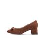 Not tired feet French temperament brown suede thick heel high heels women's professional commuting round head light mouth single shoes women's shoes