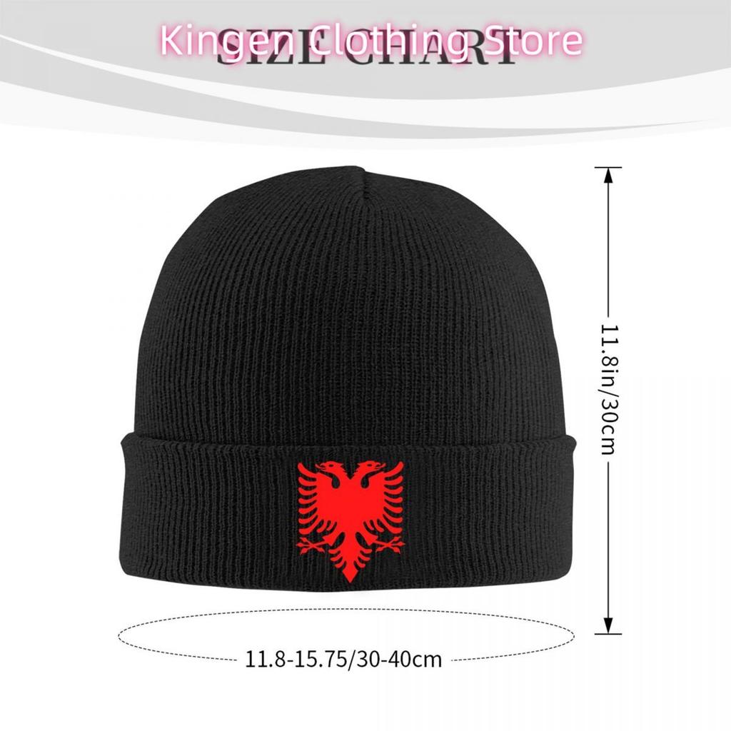 ALBANIA Flag Black Eagle On Red Knit Hat Beanie Autumn Winter Hat Warm Casual Caps Unisex Women Gifts