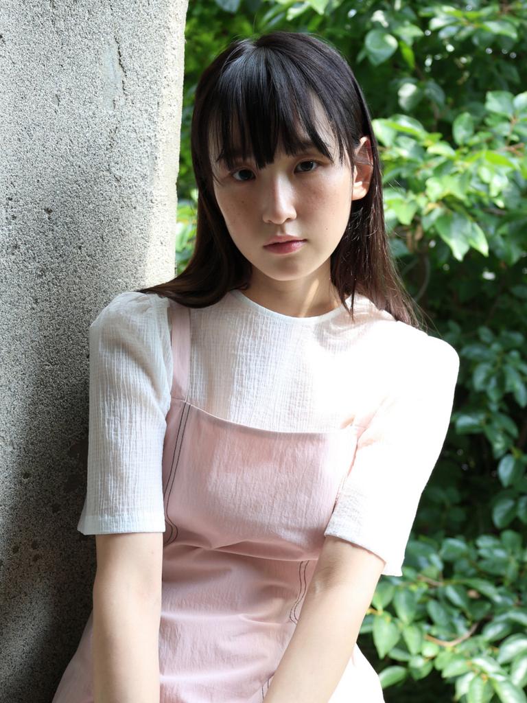 PAUL&ALICE Half Sleeve Sheer Blouse / White