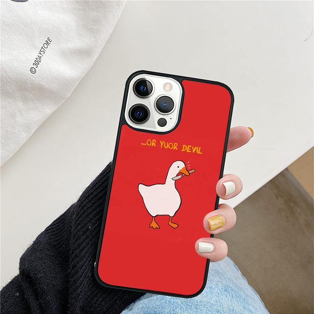 Custodia Divertente a Forma di Anatra Cartoon Per iPhone 17 Air 15 16 Cover 11 13 14 Pro Max 12 Plus Max Fundas