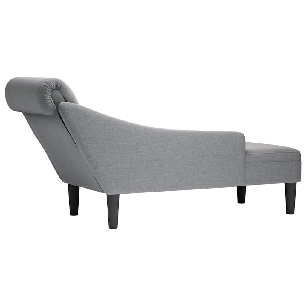Chaiselongue with Cushion and Right Armrest Light Grey Fabric
