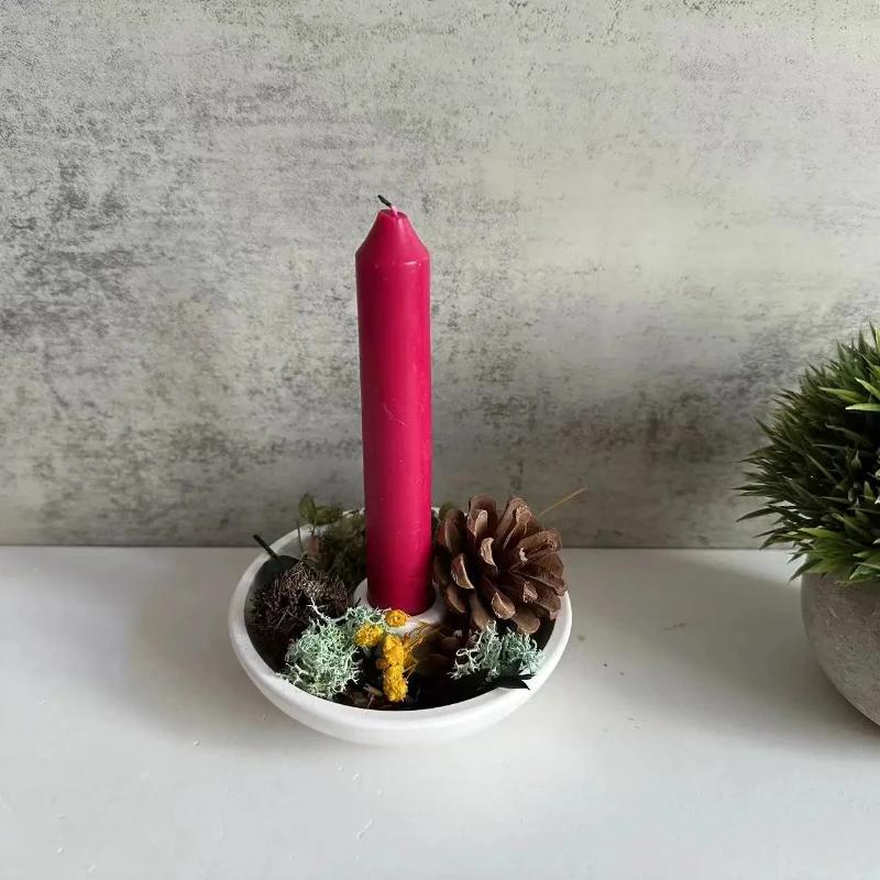 DIY Handmade round Candle Bowl Insertion Platform Resin Ceramic Mold - Top Quality Craft Mold for Concrete Candlestick Bracket