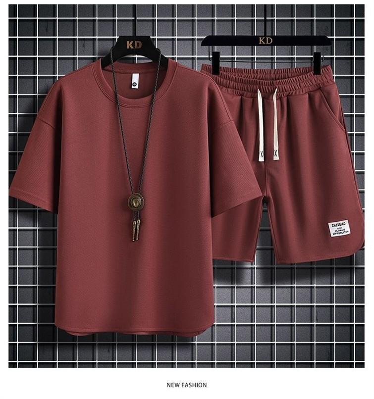 Men's Summer Quick-Dry Waffle Two-Piece Sports Suit