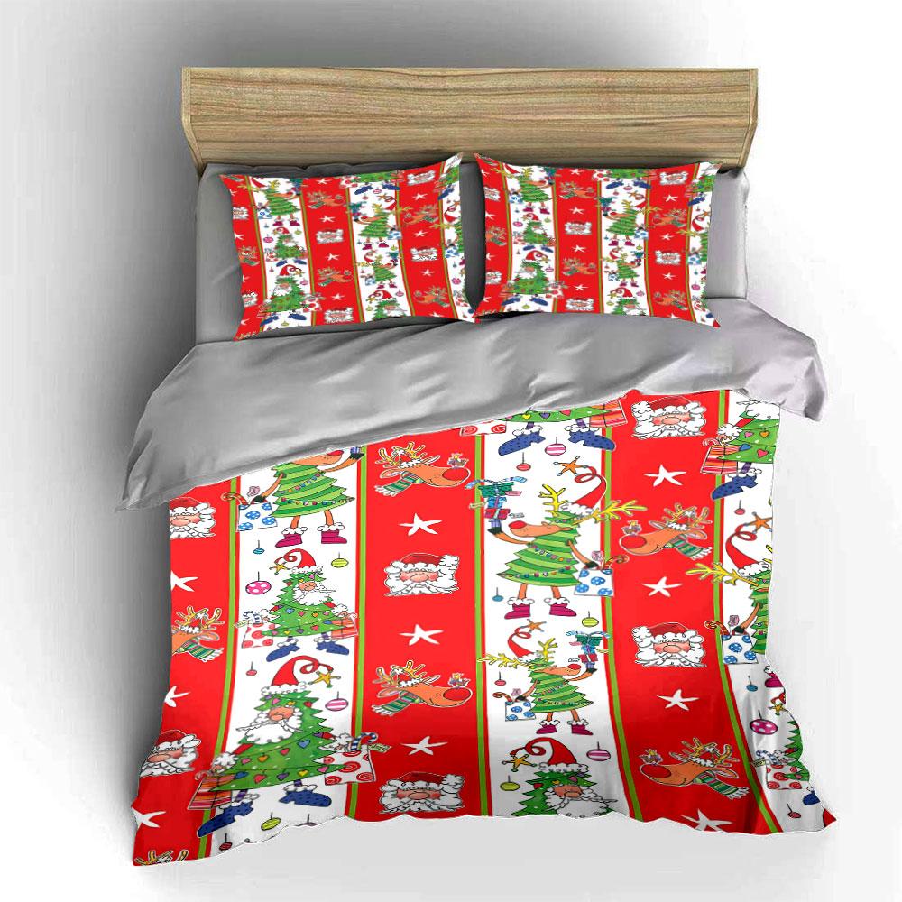 Santa, Reindeer, Christmas Trees. Bedding Sets Duvet Cover Sets Duvet Covers Pillowcases(1 * Duvet Cover 2 * Pillowcases Without Duvet Insert)