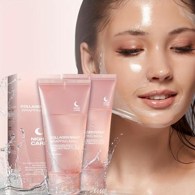 Máscara Facial Noturna Hidratante com Colágeno Hidrolisado, Hidratante e Firmadora, Limpeza Profunda e Minimização de Poros
