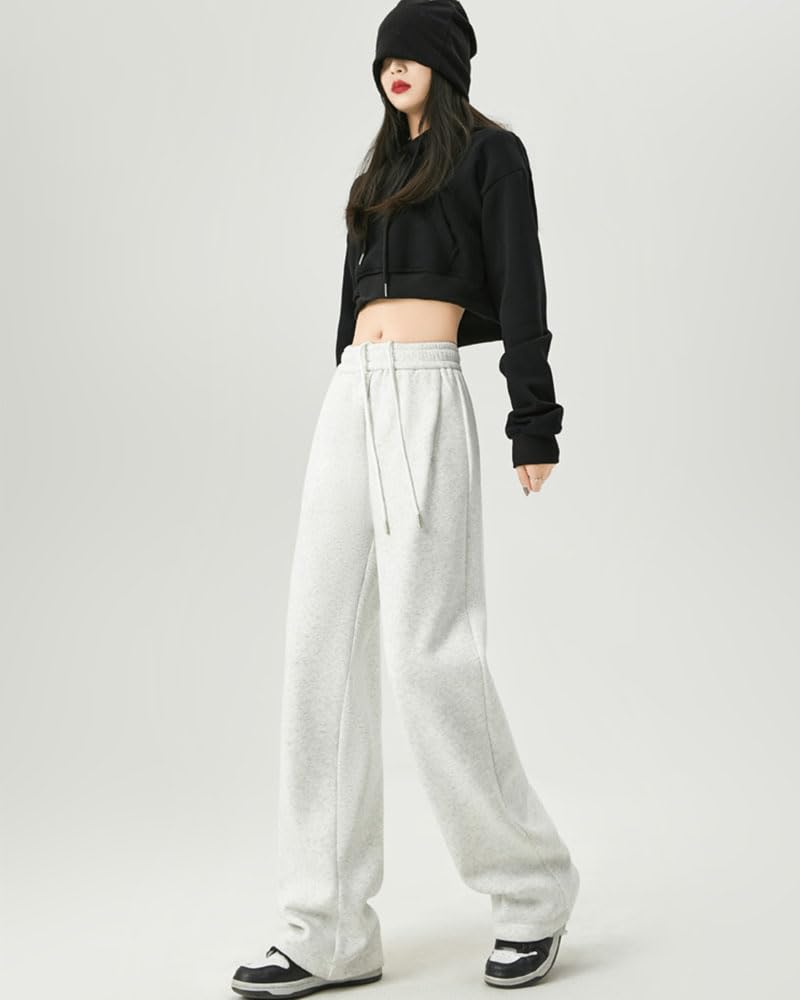 MTUIOY Long Dance Loose Solid Korean Style Women's Pants, Tracksuit, Sportswear, Pants, Yoga, Running, Fit, Color, Breathable, - Bgray-L