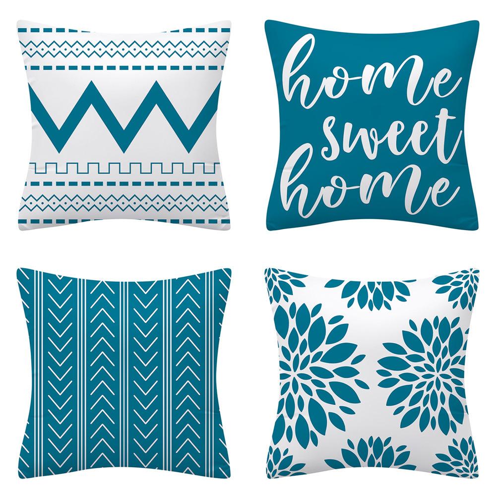 Nordic Simple Geometric Abstract Velvet Pillowcase Sofa Cushion Modern Letter Stripes Combination Pillowcase