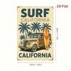Vintage Palm Tree Retro Surf Metal Sign, 8x12 Inch Tin Poster for Garage, Bar, Gift