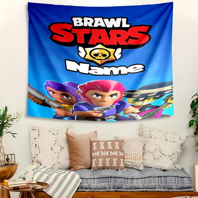 Personalized Brawl Stars Background Tapestry,Custom Name Birthday Party,Multifunctional Wall Decoration for Home Decor,Various Occasions