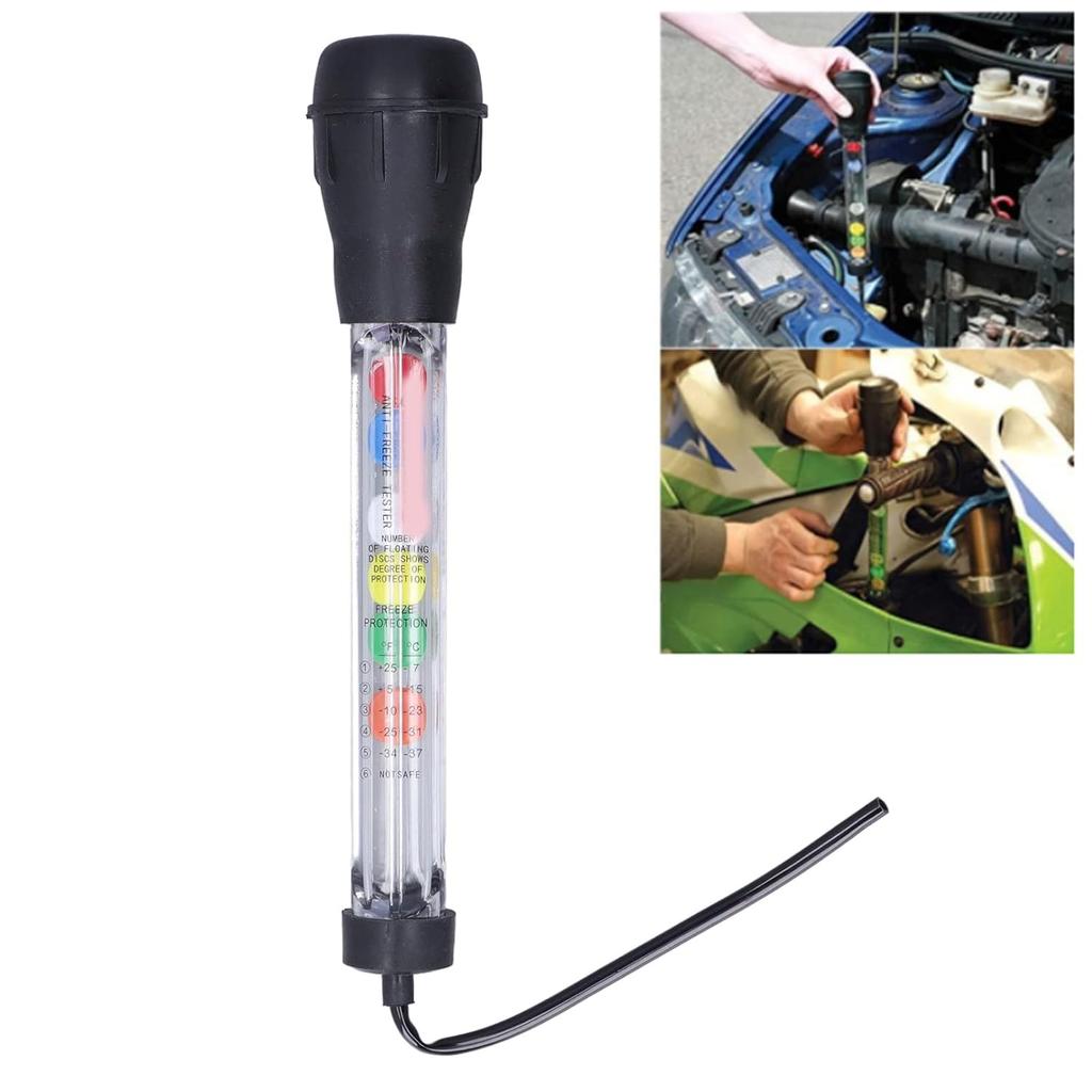 Car Hydrometer Tester for Antifreeze and Coolant, Quality Analyzer, ABS and Rubber Material, Clear Glass Pipe, Fast Detection Tool