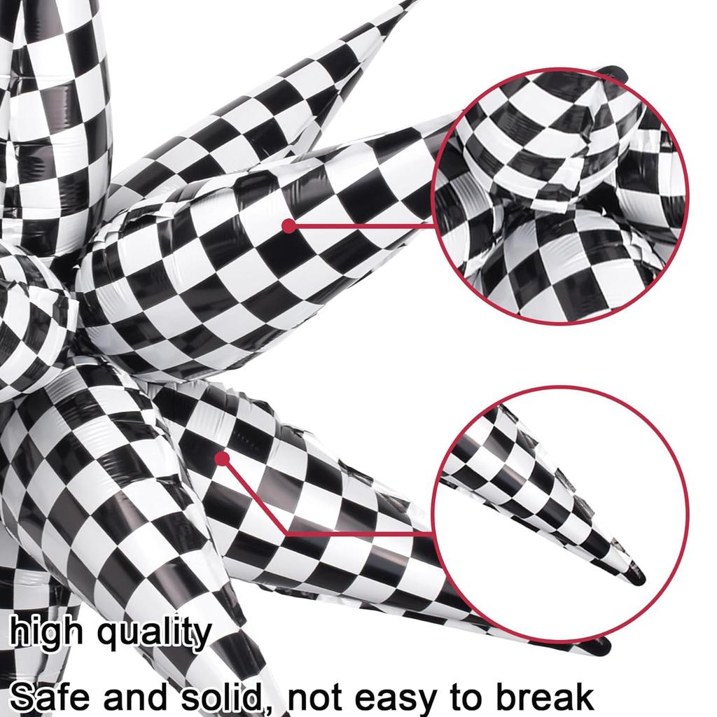 Explosion Balloon for Christmas Birthday Party Decorations,Checkered Explosion Pointed Star Checkered Racing Balloons Boys Party