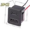 1/3Pcs Power Socket With Cable Connector Double Layer Usb Female Base Type-C Socket And Female Usb Lamp Charging Socket