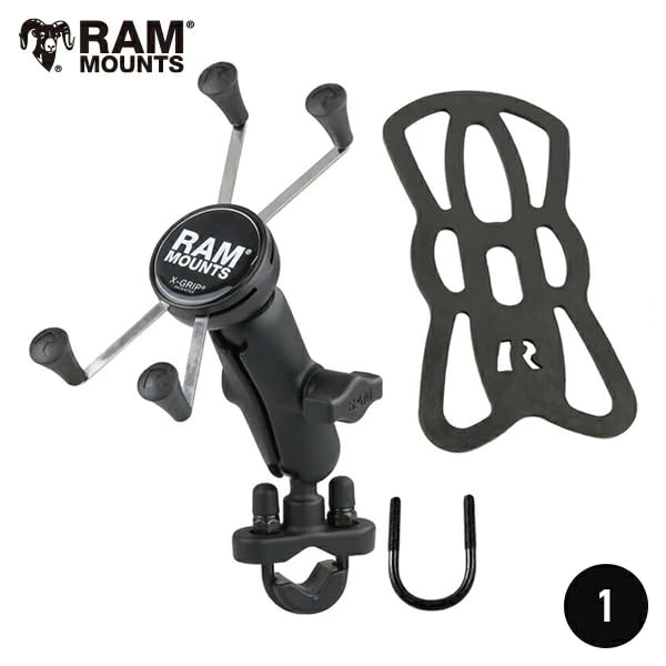 RAM MOUNTS Handlebar Clamp Mount Set for Phablets with Black X-Grip & U-shaped Tether, RAM-B-149Z-UN10U