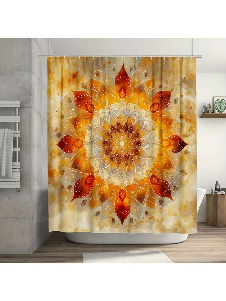 

1Pc Mandala Indian Motif Shower Curtain, Durable Polyester, Easy Clean, For Bathroom & Bathtub Decor W60H190(CM)-1 Pcs
