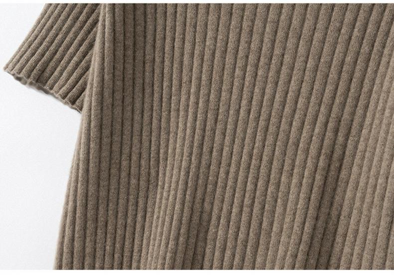 100% Pure Cashmere Round Neck Knit Short Sleeve Sweater