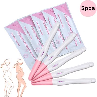 5 Stück Frühschwangerschaftsteststreifen für Frauen HCG-Testkit Über 99 % Genauigkeit Schnelle weibliche Urinmessung Genauigkeit Schwangerschaftskontrolle