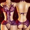 Purple Crotchless Babydolls & Chemises Hot Woman Sexy Bodysuit Teddy Lingerie Naughty Transparent Erotic Costume Porno Underwear