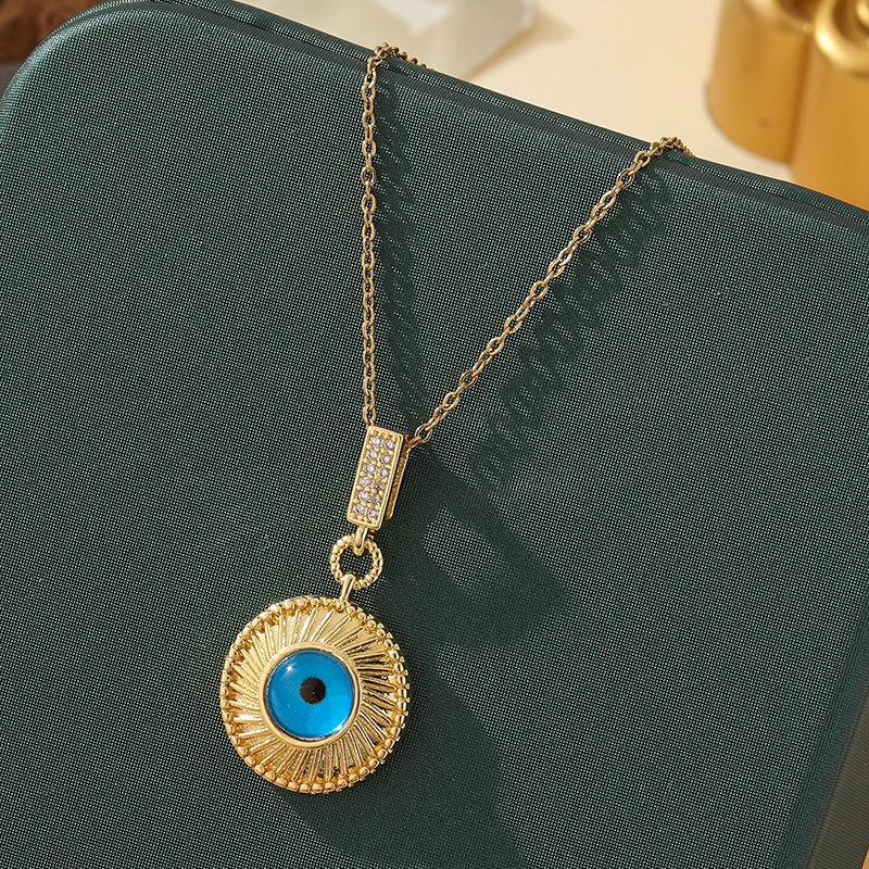 Beliebte Halskette mit blauem bösen Blick aus Titanstahl für Damen – Vielseitiger und personalisierter Schlüsselbeinkettenschmuck