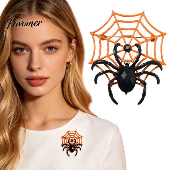 Spider Web Badge Halloween Brooch, Rhinestone Accessories, Holiday Lapel Gothic Style Pins Pin for Jackets Sweaters Coats Scarves Hats Bags